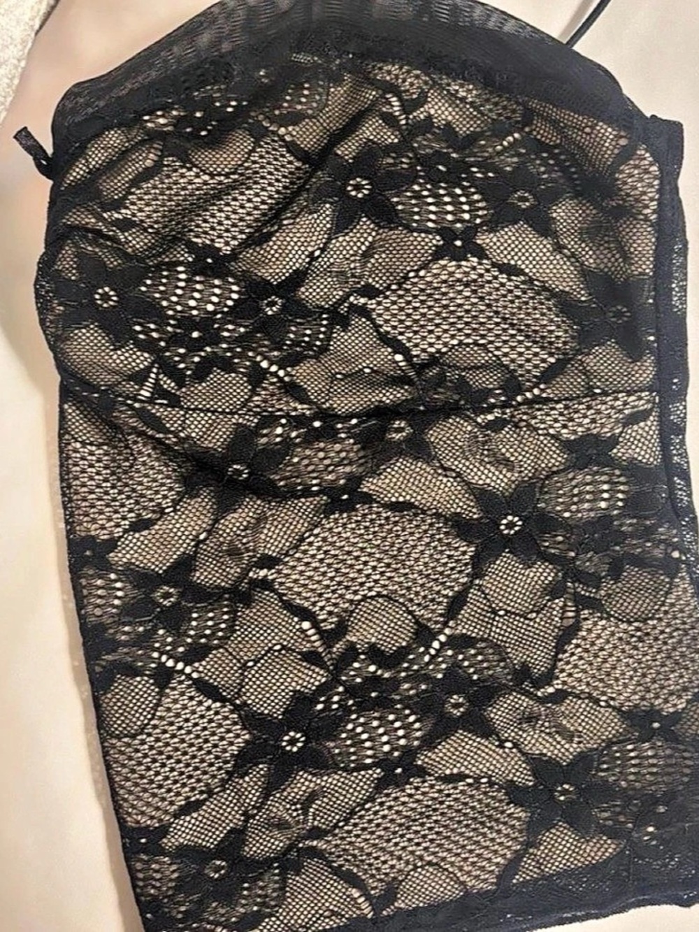Wild Fable Floral Lace Top in Black & Beige Size Medium